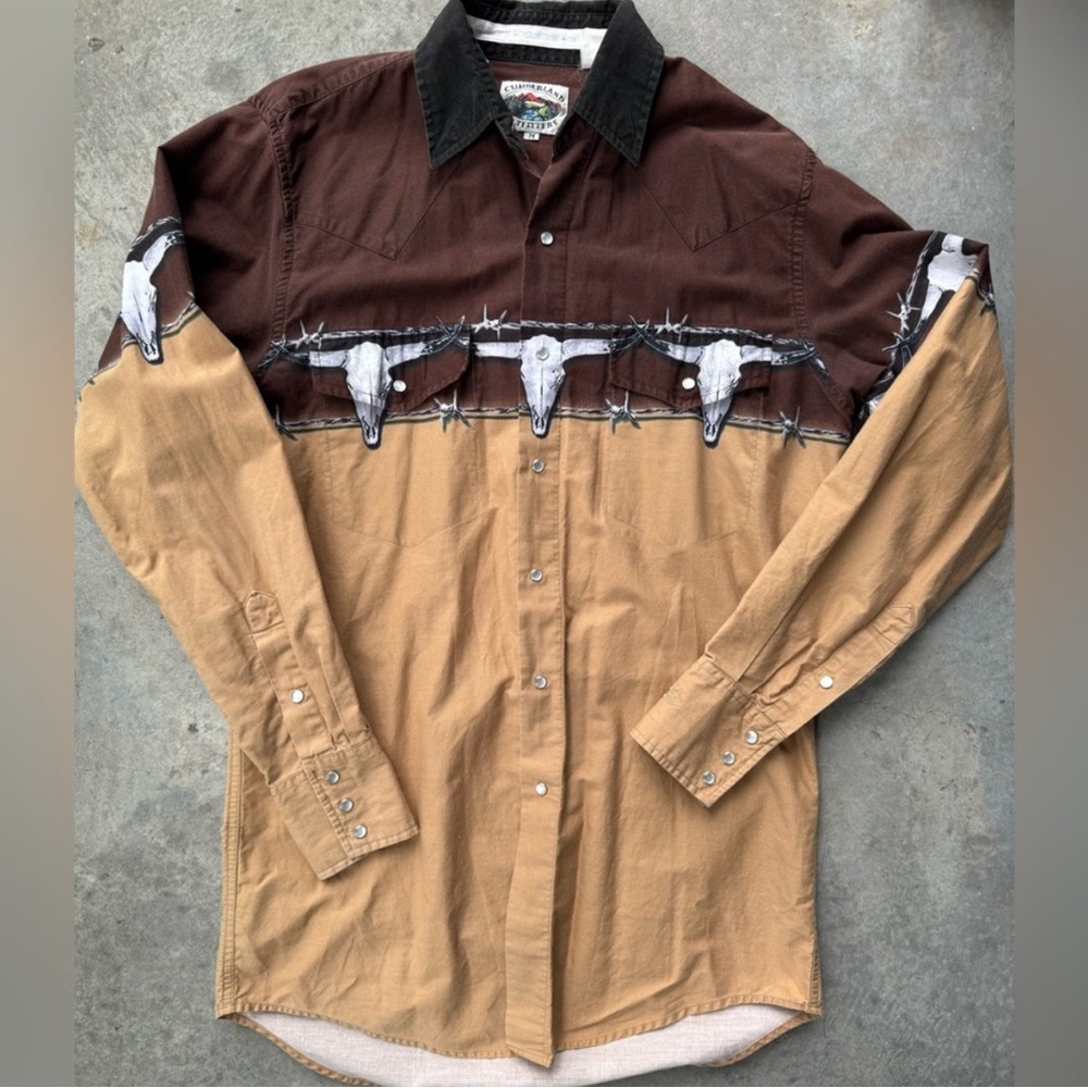 Western cowboy | cowgirl Two-Tone Brown & Tan Long-Sleeve Shirt